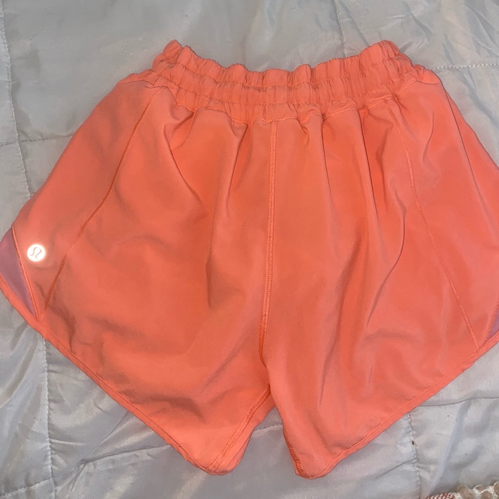 sunset color lululemon shorts